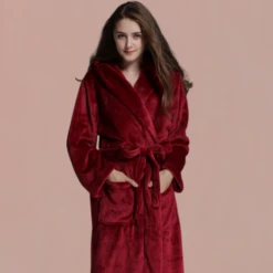 Peignoir Femme Rouge Capuche
