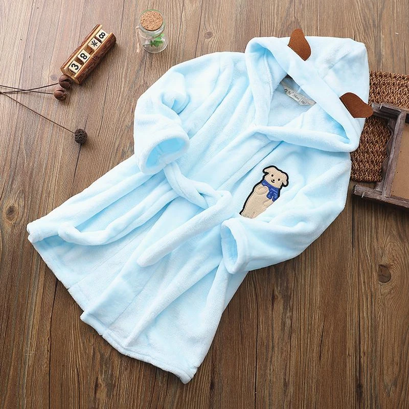 Peignoir Fille Chien Bleu