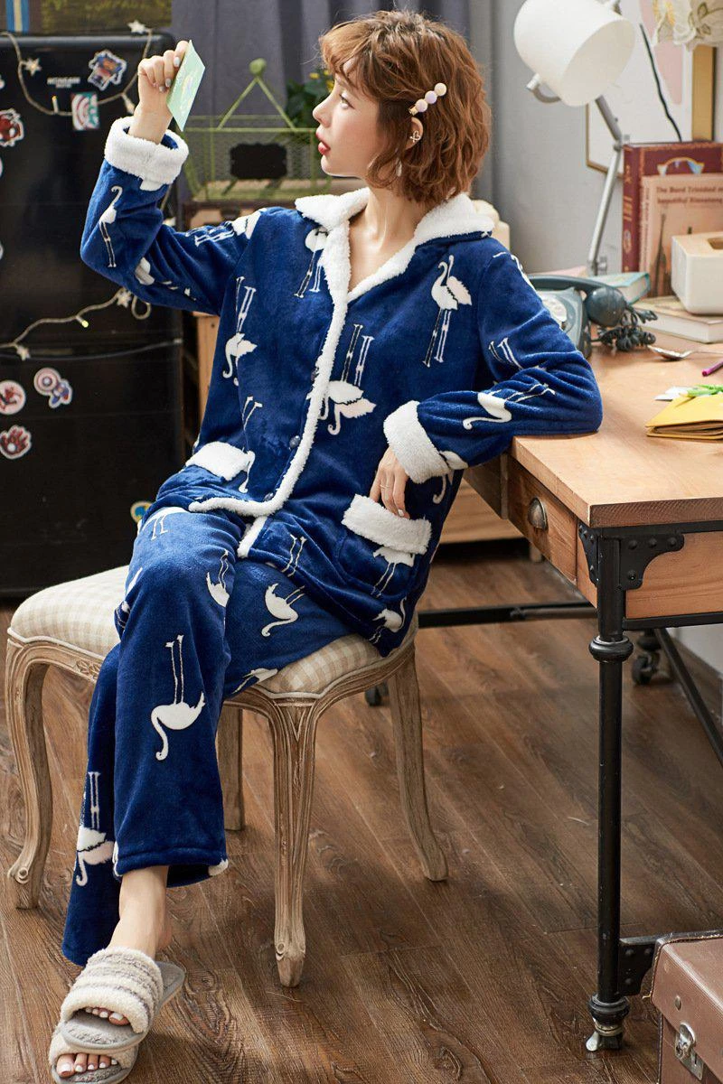 Pyjama D'intérieur Femme Bleu Marine – Image 2