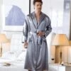 Pyjama Peignoir Satin Gris Homme