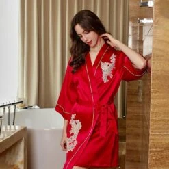 Kimono Soie Rouge Luxe