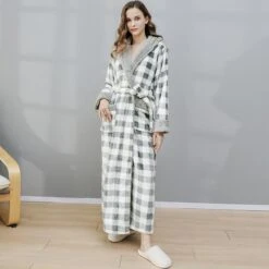 Peignoir Carreaux Gris