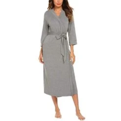 Peignoir Coton Femme Gris