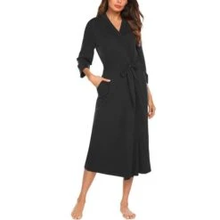 Peignoir Coton Femme Noir