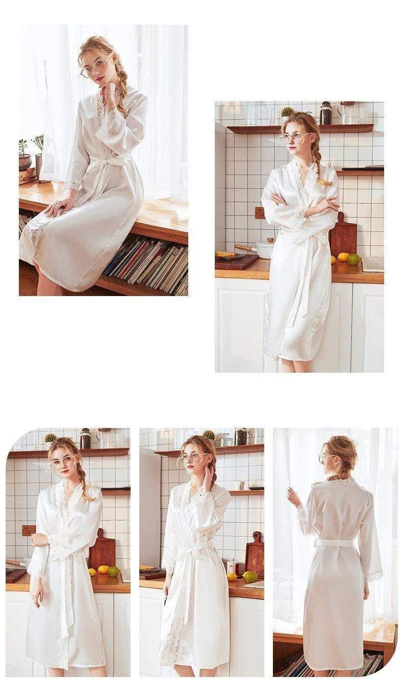 Peignoir En Satin Blanc – Image 3