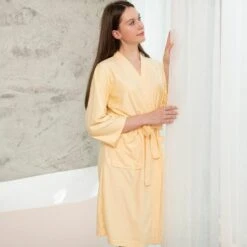 Peignoir Femme Gaufré Jaune