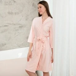 Peignoir Femme Rose Gaufré