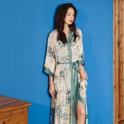 Peignoir Satin Long Femme