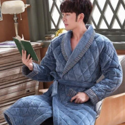 Peignoir Homme Luxe Bleu Clair