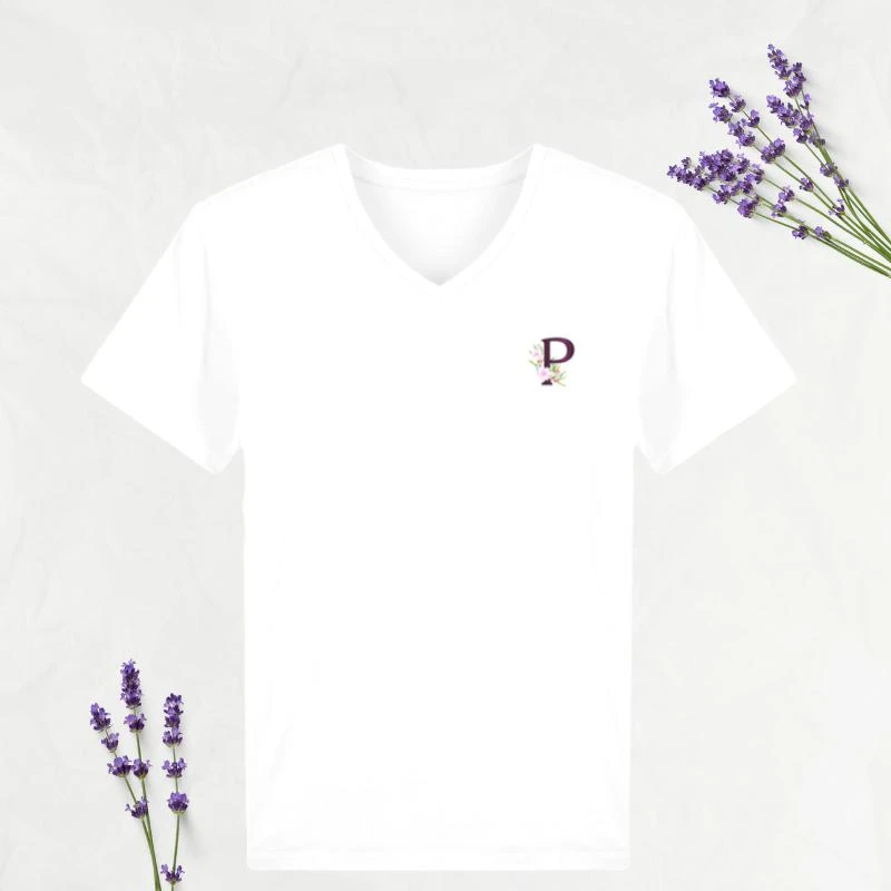 T-Shirt Blanc Col En V Homme