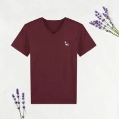 T-Shirt Bordeaux Col En V Homme