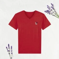 T-Shirt Rouge Col En V Homme
