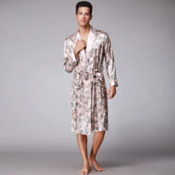 Peignoir Satin Homme Kimono