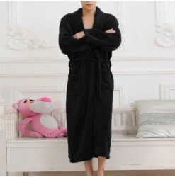 Peignoir Homme Noir Polaire