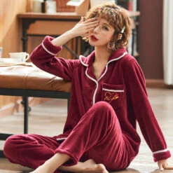 Pyjama Femme Polaire Rouge