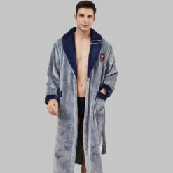 Peignoir En Polaire Gris Pour Homme