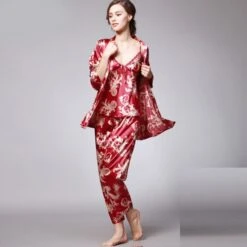 Pyjama Satin Rouge Femme