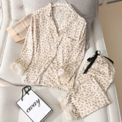 Pyjama Satin Léopard Marron