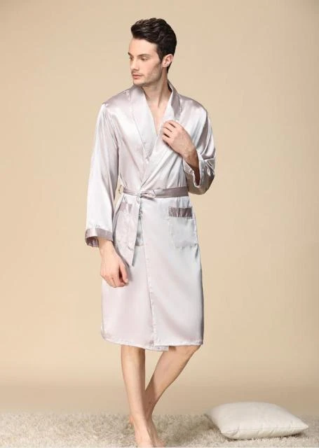 Peignoir Homme Satin Blanc – Image 3