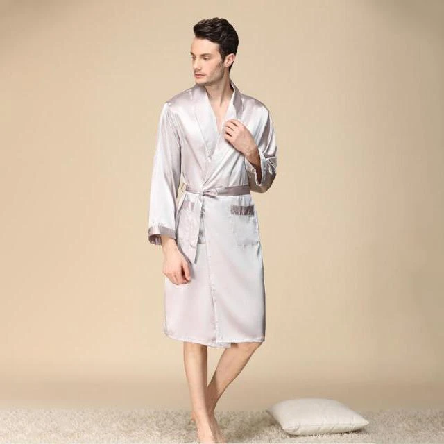 Peignoir Homme Satin Blanc – Image 2