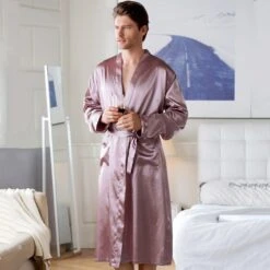 Peignoir Satin Homme Violet