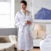 Peignoir Satin Homme Blanc Uni