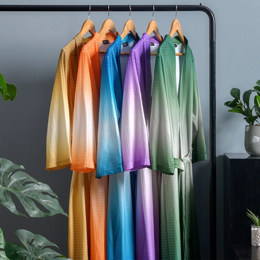 Peignoir Homme Gaufré Orange – Image 2