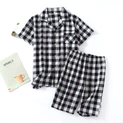 Pyjashort à Carreaux Noir Et Blanc