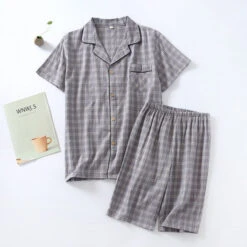 Pyjashort à Carreaux Gris