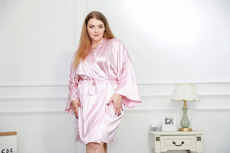 Kimono Satin Robe Rose – Image 9