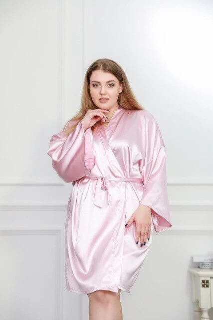 Kimono Satin Robe Rose – Image 6
